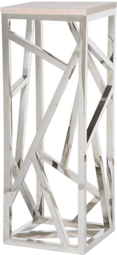 консоль geometric высокая 40x40x110 хром, белая столешница в Орле