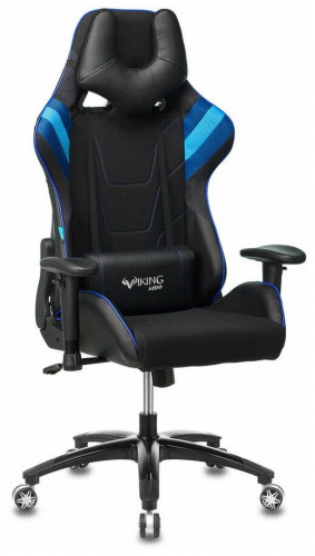 игровое кресло бюрократ бюрократ viking 4 aero, обивка: искусственная кожа, цвет: иск.кожа черная/ткань черная 26-28/сетка синяя(tw-10)-голубая(tw-55)-серая(tw-12) в Орле