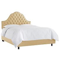 кровать двуспальная 160х200 желтая с каретной стяжкой alina tufted wheat в Орле