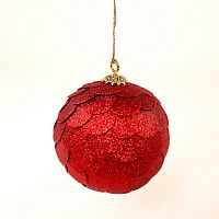 шар новогодний красный с блестящими чешуйками paper ball, 10 см в Орле