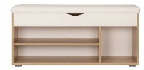 тумба для обуви лайт 08.58, размер ш 105.5 х г 31.5 х в 51 см, цвет дуб сонома, белая гладкая 101, экокожа (гранд белый) в Орле