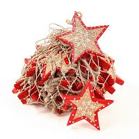 набор елочных украшений звезда деревянная с красным ободком christmas stars, 30 штук в Орле