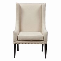 кресло мягкое с ушами белое nailhead fabric armchair в Орле