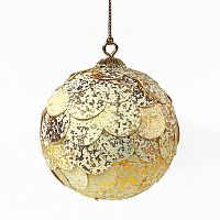 шар новогодний золотой с мраморными чешуйками paper ball, 10 см в Орле