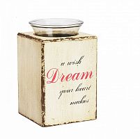подсвечник деревянный бежевый со стеклом мечта твоего сердца provence cream, 15 см в Орле