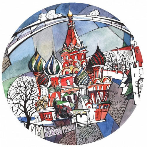 тарелка сувенирная собор василия блаженного. вечер в Орле