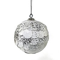 шар новогодний серебряный с мраморными чешуйками paper ball, 10 см в Орле